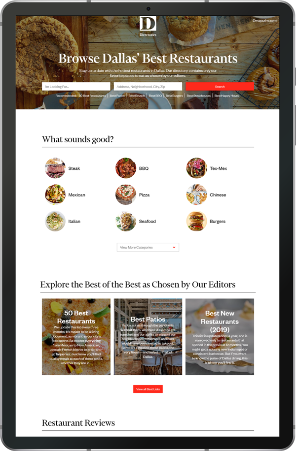 A search tool for the best of Dallas