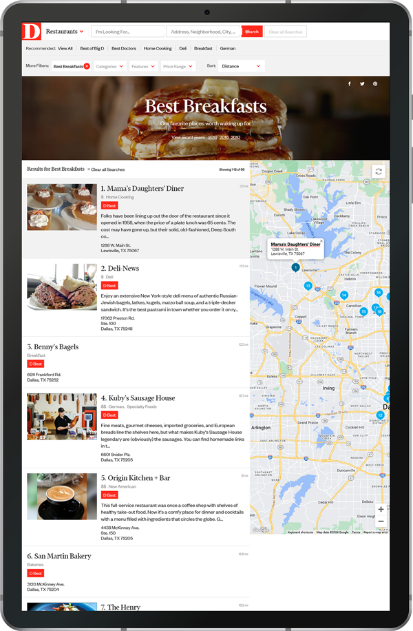 A search tool for the best of Dallas